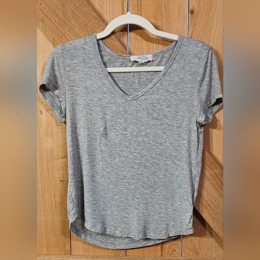 Hippie Rose Heather Gray V-Neck Cropped Top Size S.
